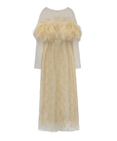 TULLE SPARKLE DRESS イエロー 背面全身物撮り画像