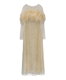 TULLE SPARKLE DRESS イエロー 正面全身物撮り画像