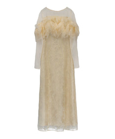 TULLE SPARKLE DRESS イエロー 正面全身物撮り画像
