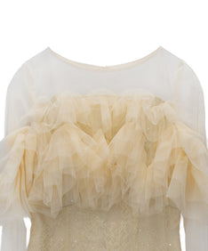 TULLE SPARKLE DRESS イエロー 正面アップ物撮り画像