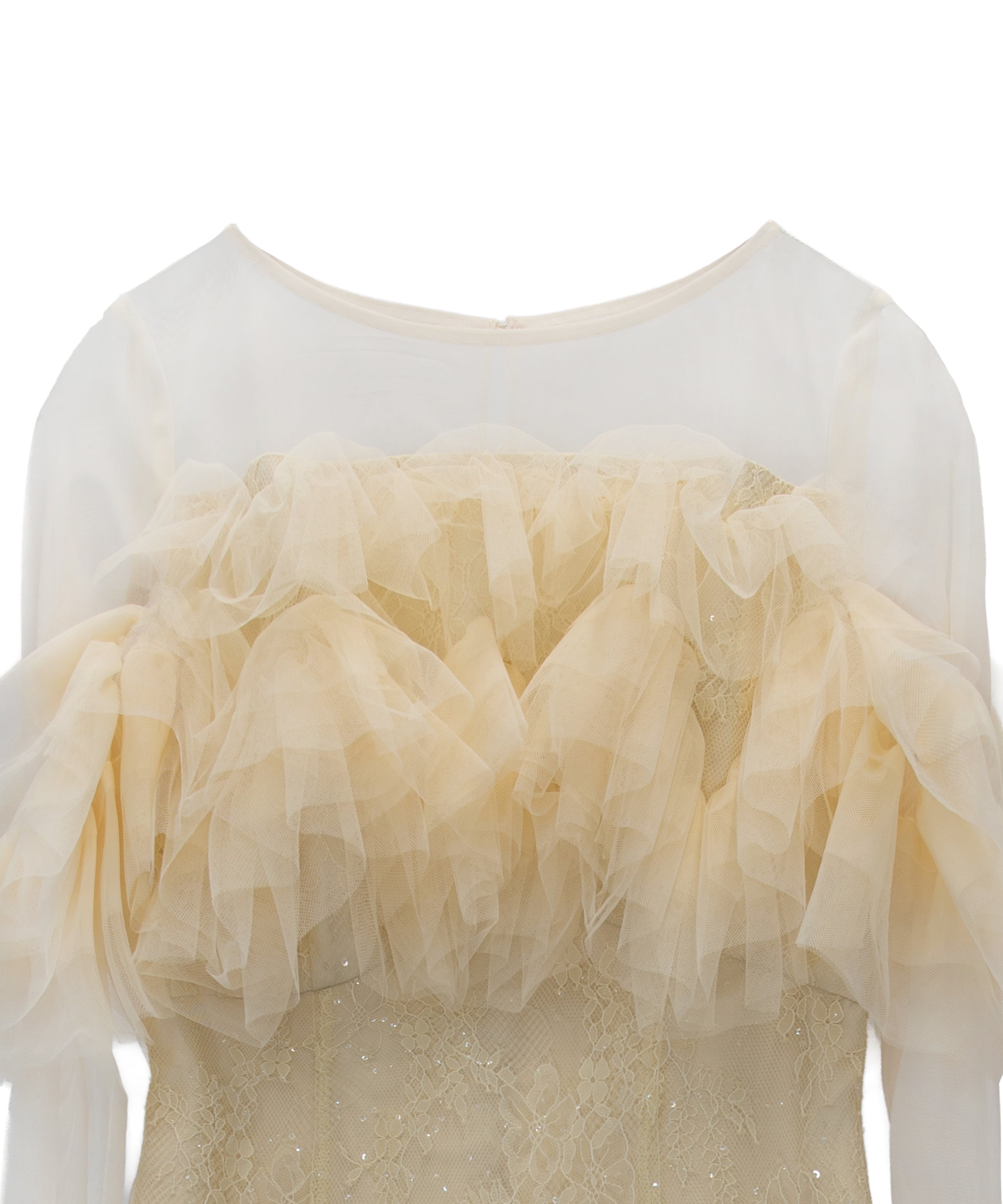 TULLE SPARKLE DRESS イエロー 正面アップ物撮り画像