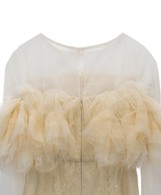 TULLE SPARKLE DRESS イエロー 背面アップ物撮り画像