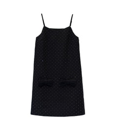 GRINT RIBBON MINI DRESS ブラック 正面物撮り画像