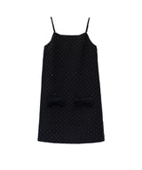 GRINT RIBBON MINI DRESS ブラック 正面物撮り画像