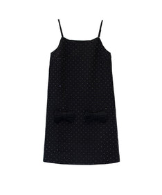GRINT RIBBON MINI DRESS ブラック 正面物撮り画像