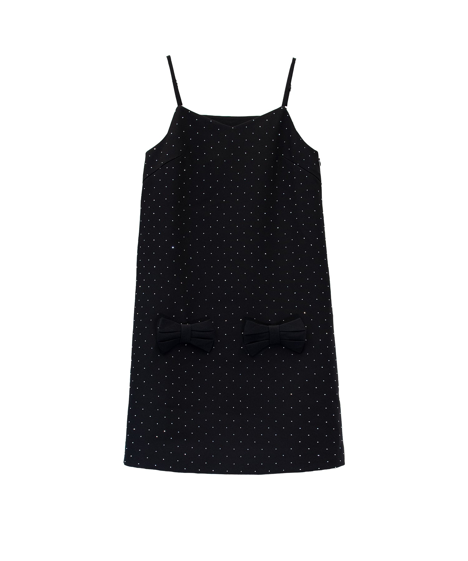 GRINT RIBBON MINI DRESS ブラック 正面物撮り画像