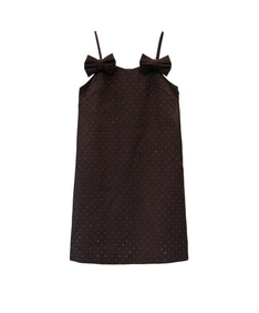 GRINT RIBBON MINI DRESS ブラウン 正面物撮り画像