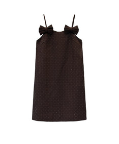 GRINT RIBBON MINI DRESS ブラウン 正面物撮り画像