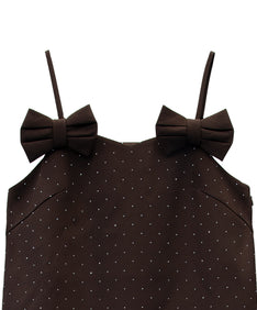 GRINT RIBBON MINI DRESS ブラウン 正面物アップ撮り画像