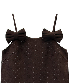 GRINT RIBBON MINI DRESS ブラウン 正面物アップ撮り画像
