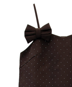 GRINT RIBBON MINI DRESS ブラウン 正面物アップ撮り画像