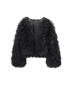 VOLUME TULLE JACKET チャコール 正面 物撮り画像