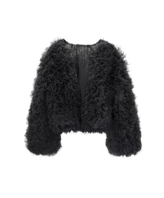 VOLUME TULLE JACKET チャコール 正面 物撮り画像