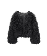 VOLUME TULLE JACKET チャコール 正面 物撮り画像