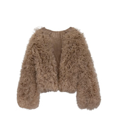 VOLUME TULLE JACKET ベージュ 正面 物撮り画像