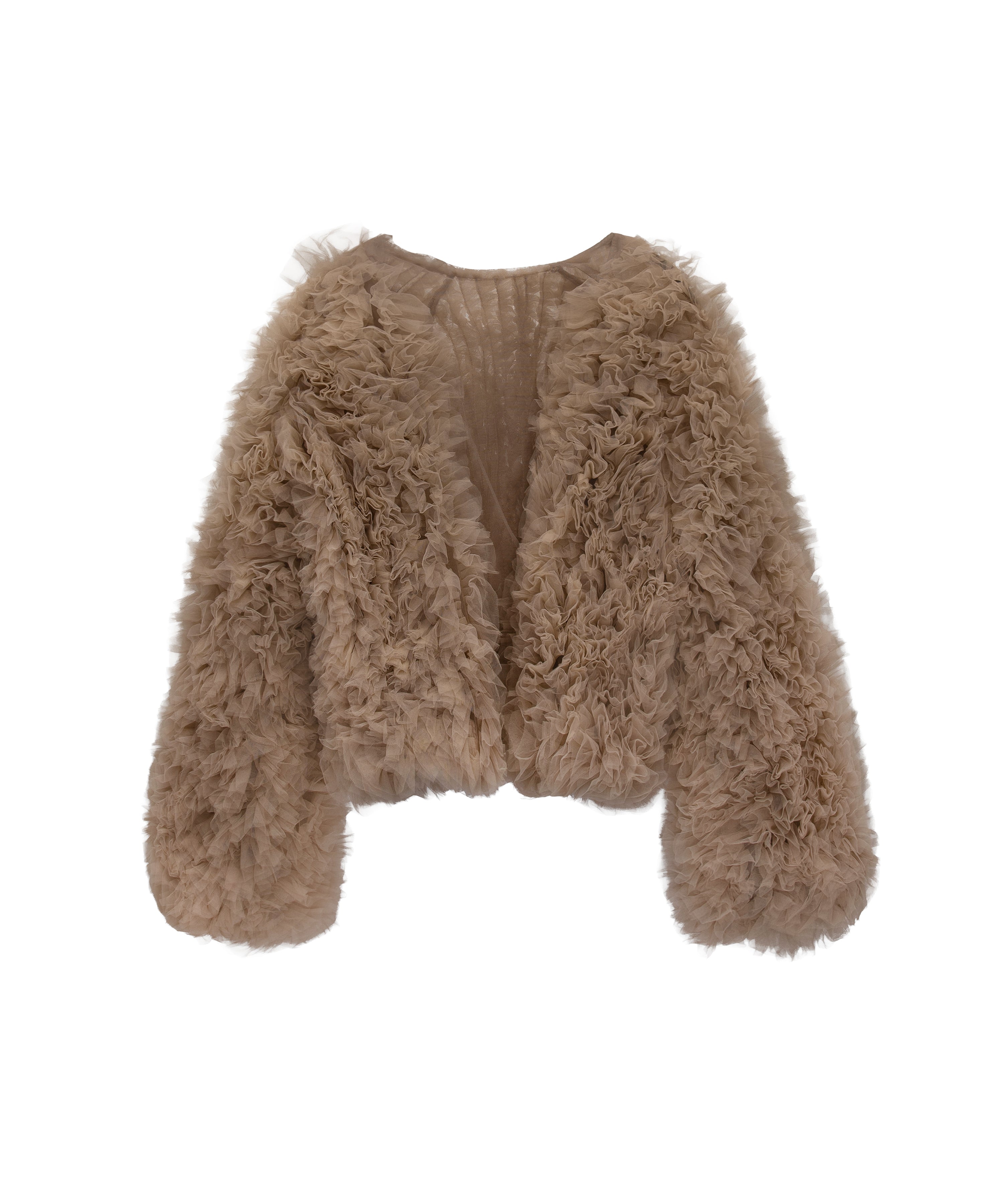 VOLUME TULLE JACKET ベージュ 正面 物撮り画像