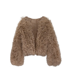 VOLUME TULLE JACKET ベージュ 正面 物撮り画像