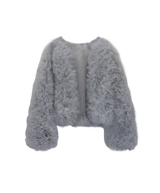 VOLUME TULLE JACKET グレー 正面 物撮り画像