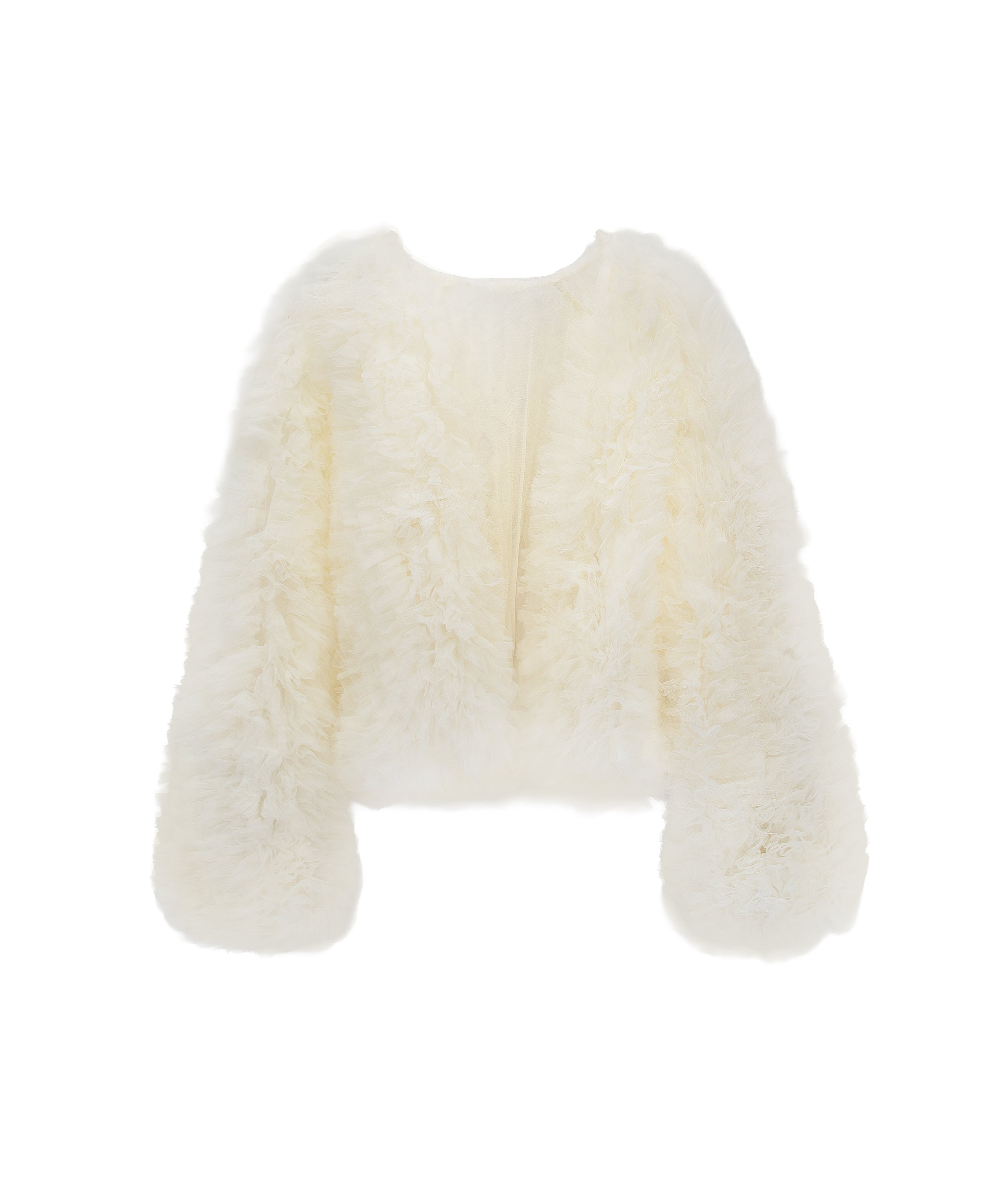 VOLUME TULLE JACKET アイボリー 正面 物撮り画像
