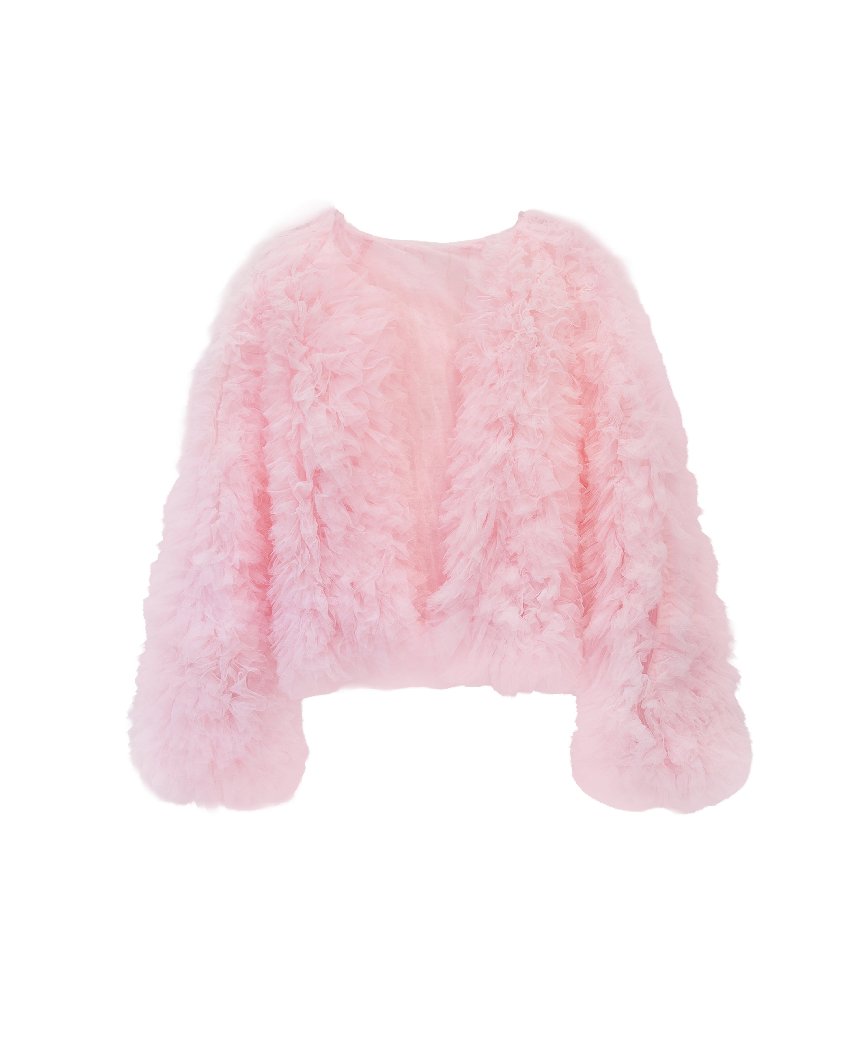 VOLUME TULLE JACKET ピンク 正面 物撮り画像