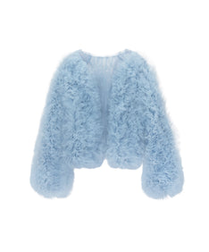 VOLUME TULLE JACKET ブルー 正面 物撮り画像