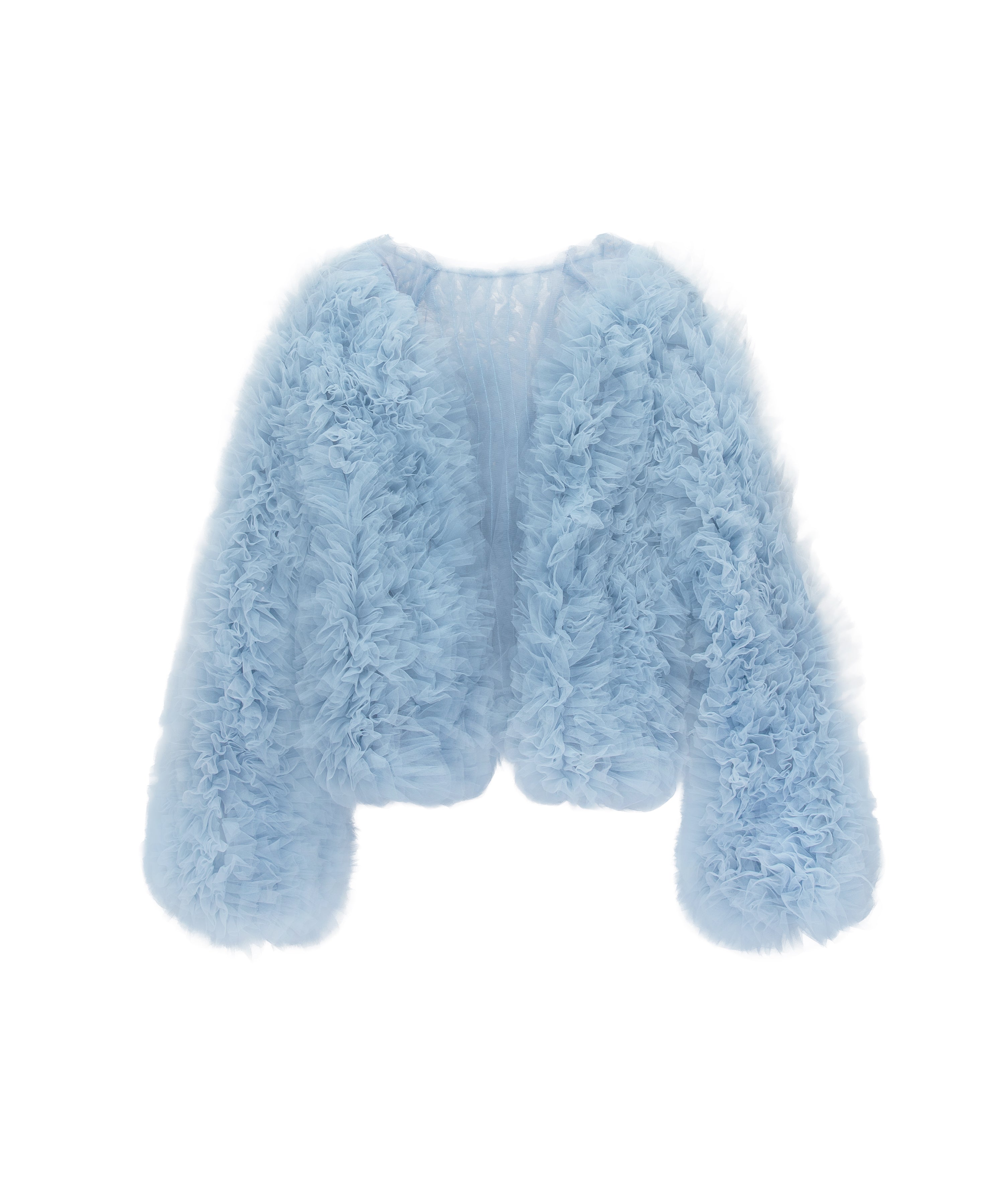 VOLUME TULLE JACKET ブルー 正面 物撮り画像