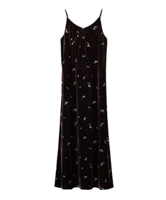 GLIMMER FLOWER DRESS ブラウン  正面全身物撮り画像