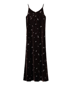 GLIMMER FLOWER DRESS ブラウン  正面全身物撮り画像