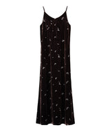 GLIMMER FLOWER DRESS ブラウン  正面全身物撮り画像