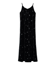 GLIMMER FLOWER DRESS ブラック  正面全身物撮り画像