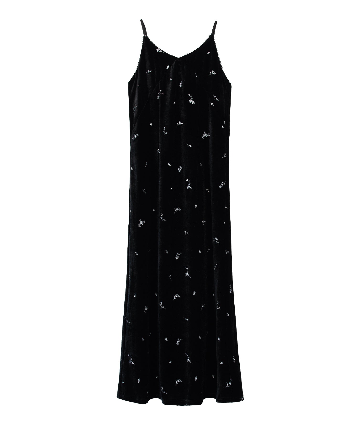 GLIMMER FLOWER DRESS ブラック  正面全身物撮り画像