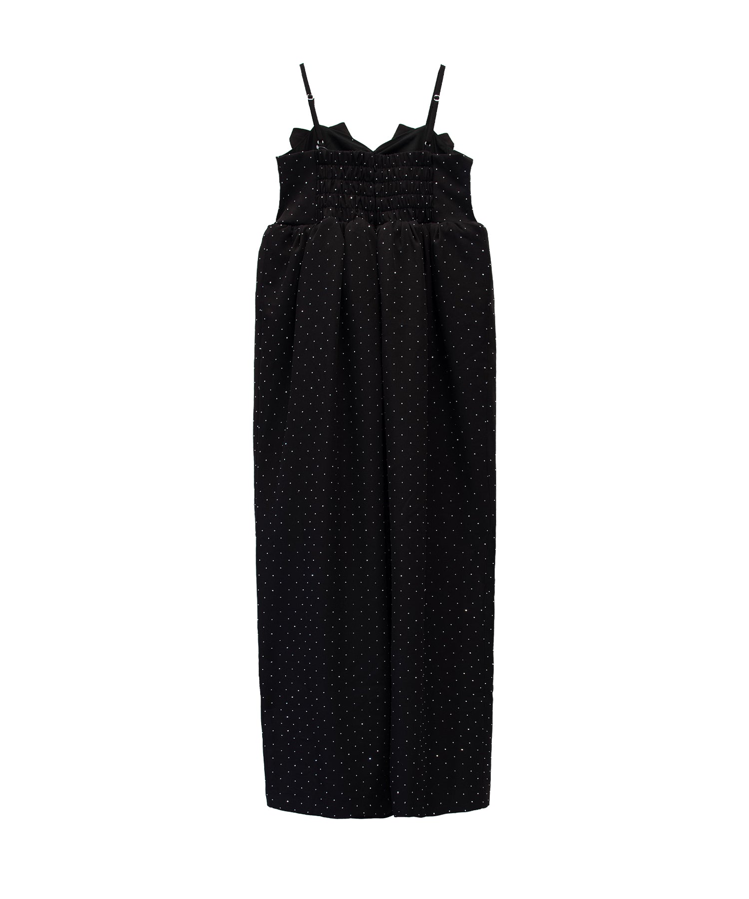 GRINT RIBBON LONG DRESS ブラック 背面全身物撮り画像