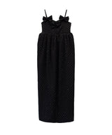 GRINT RIBBON LONG DRESS ブラック 正面全身物撮り画像