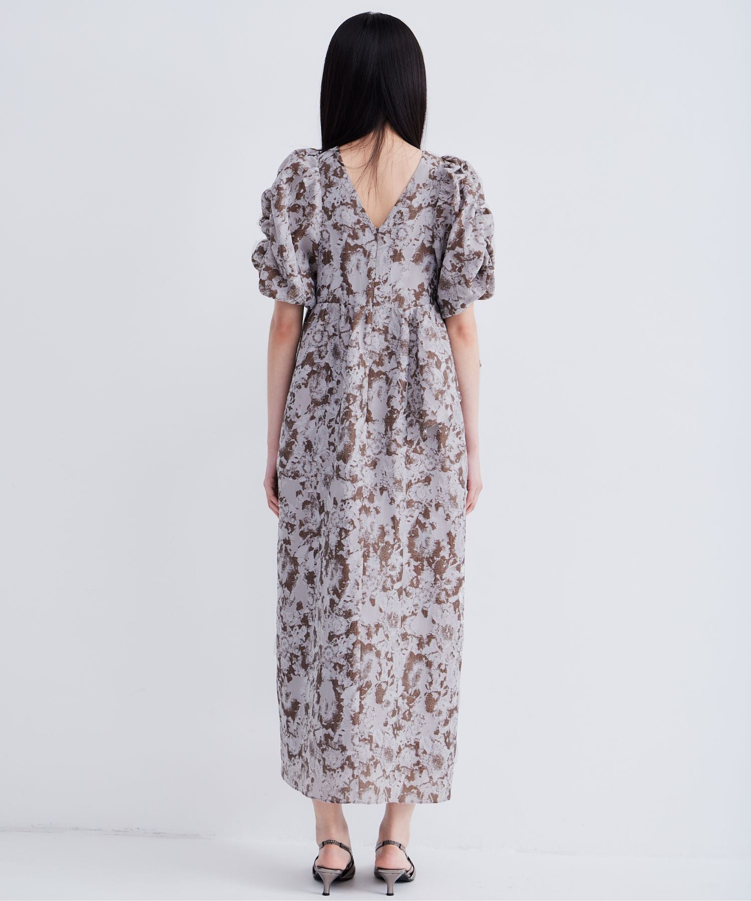BUBBLE SLEEVE JACQUARD DRESS