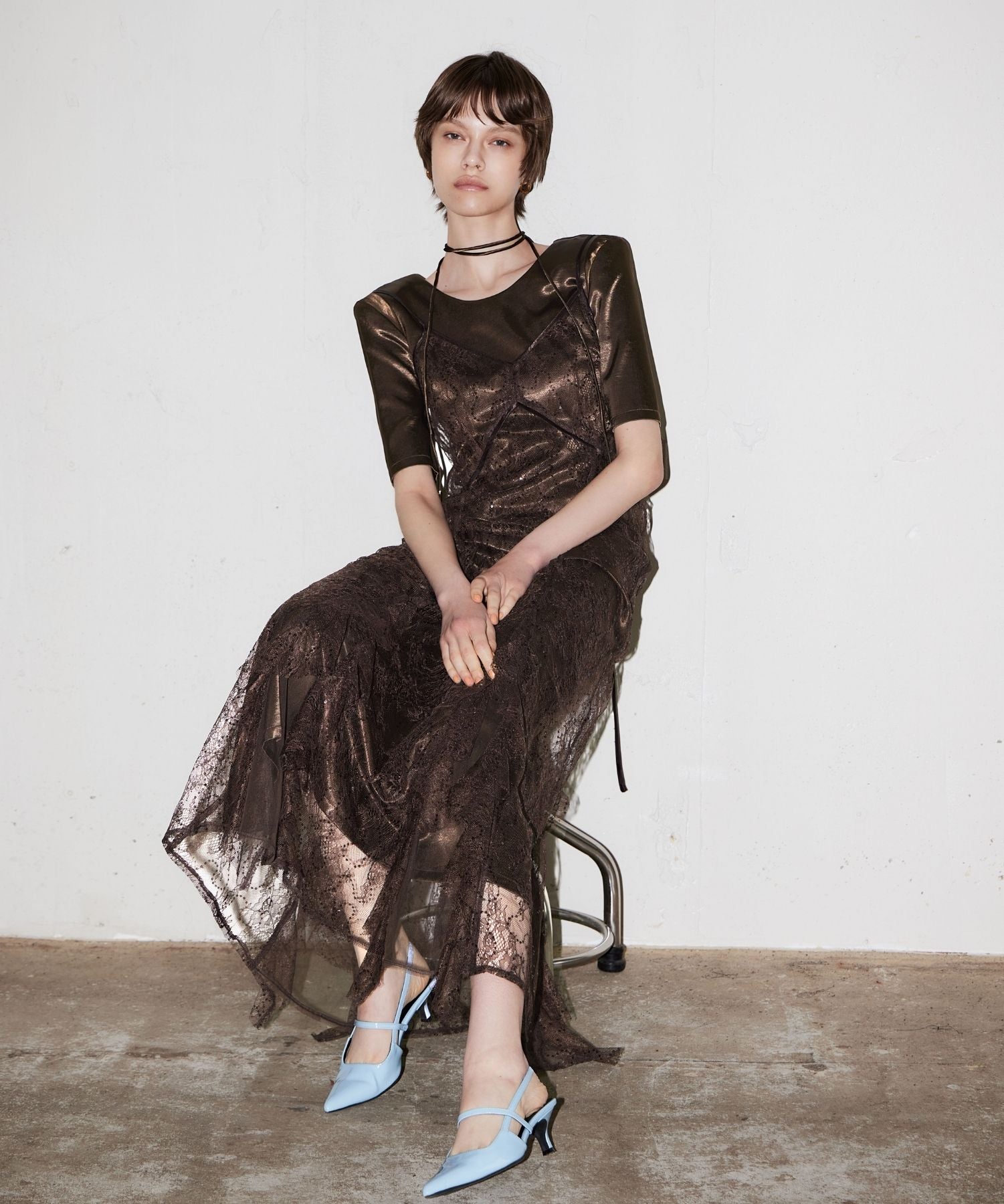 SPARKLE LACE SATIN DRESS