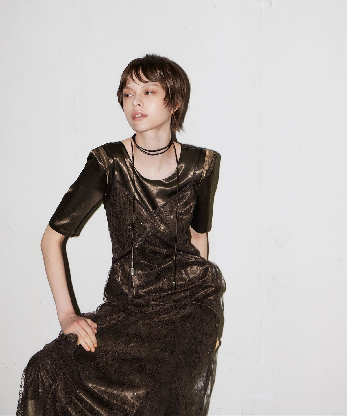 SPARKLE LACE SATIN DRESS
