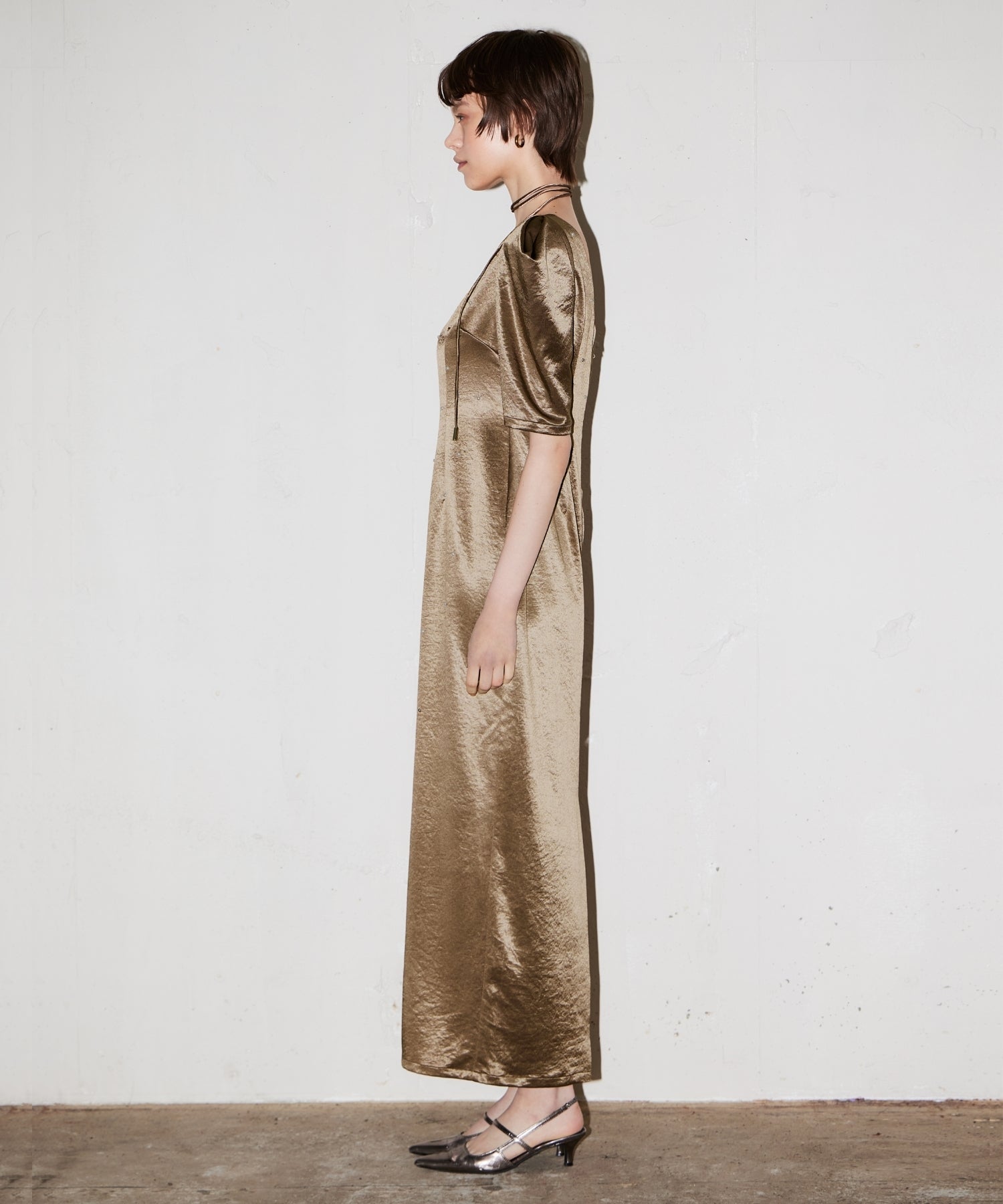 ANDRESD パールグローサテンドレス ブロンズ 結婚式 PEARL GLOW SATIN