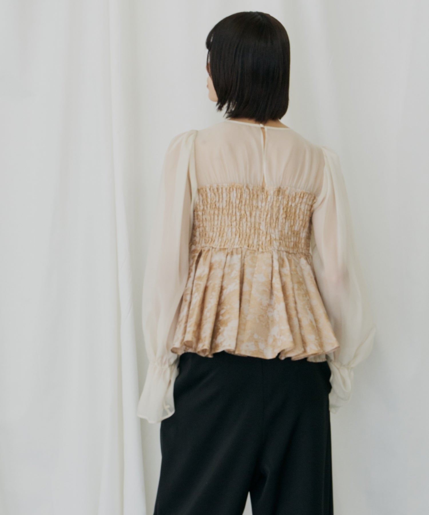 JACQUARD PEPLUM PANTS DRESS