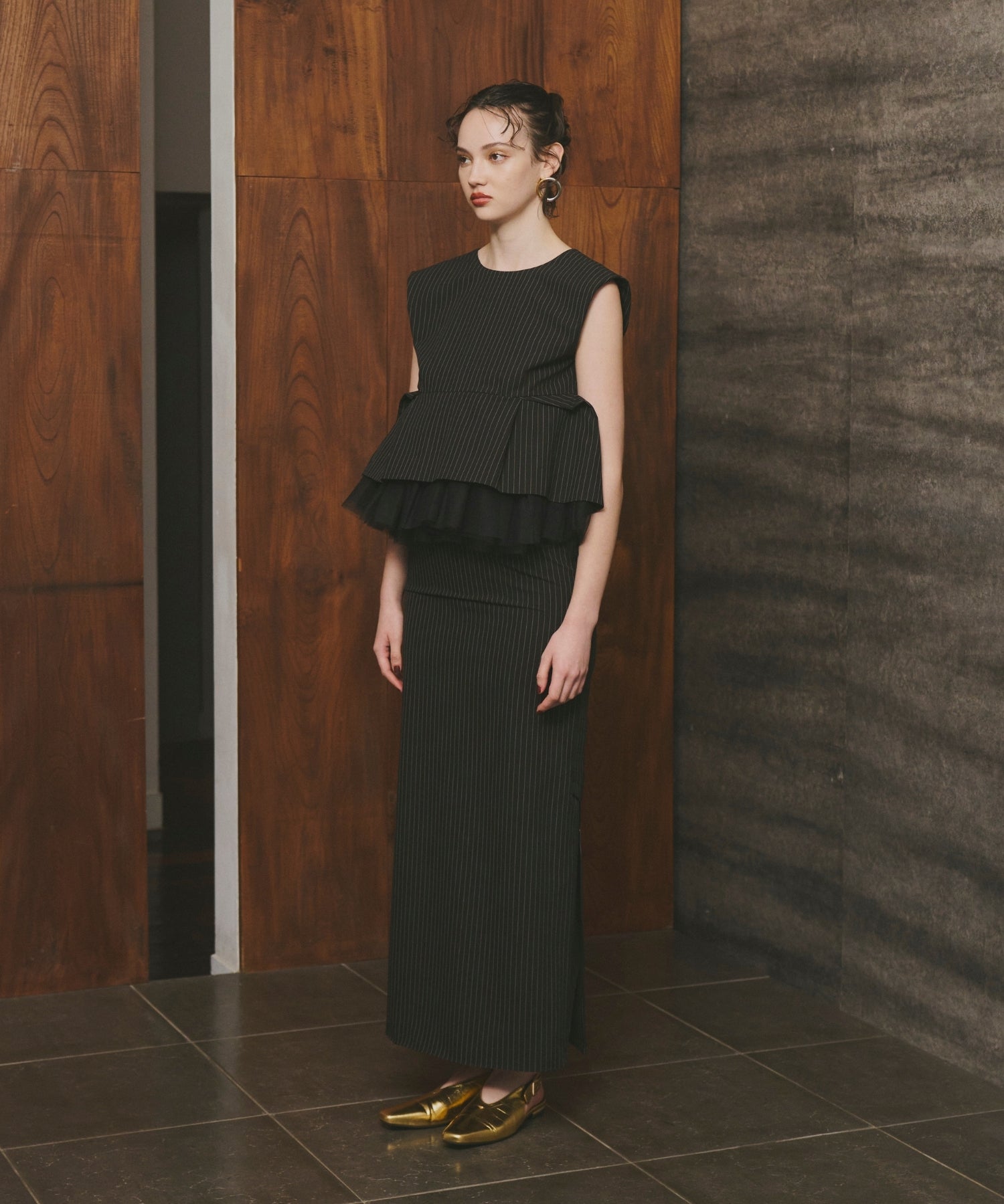 PINSTRIPE PEPLUM SETUP DRESS