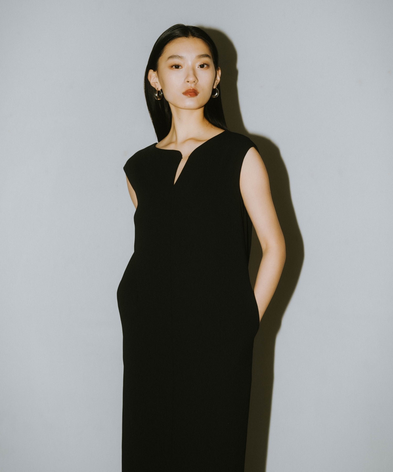 GLOSSY MULTI RUFFLE DRESS