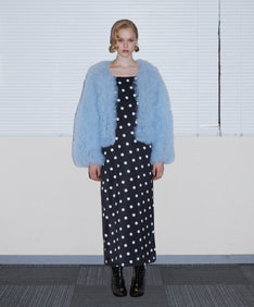 VOLUME TULLE JACKET  ブルー 正面全身