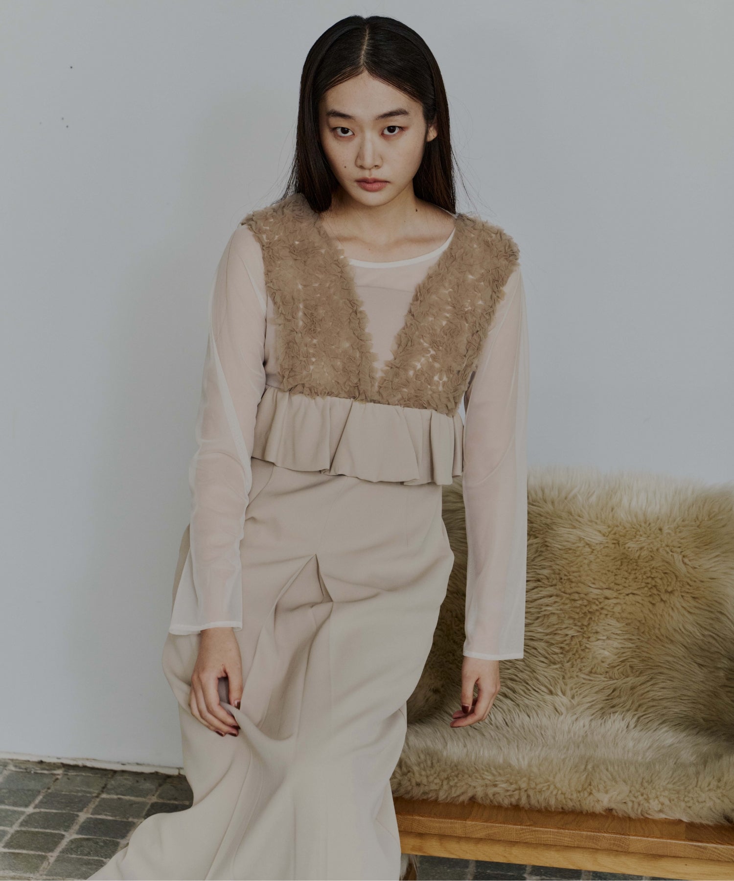 VOLUME TULLE PEPLUM DRESS