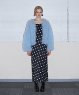 VOLUME TULLE JACKET  ブルー 正面全身