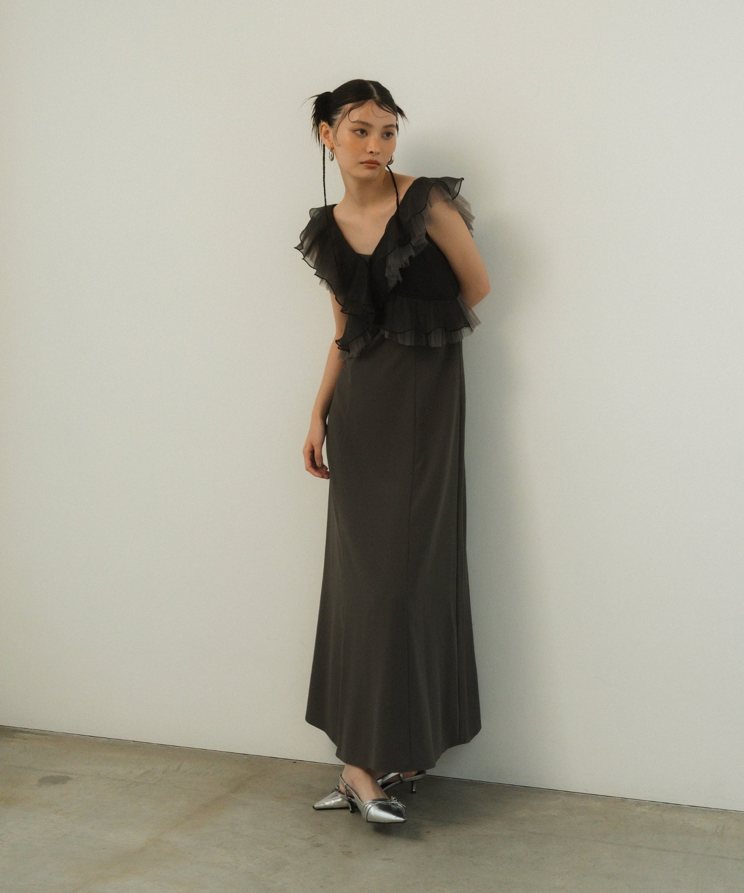 PLEATS TULLE DRESS