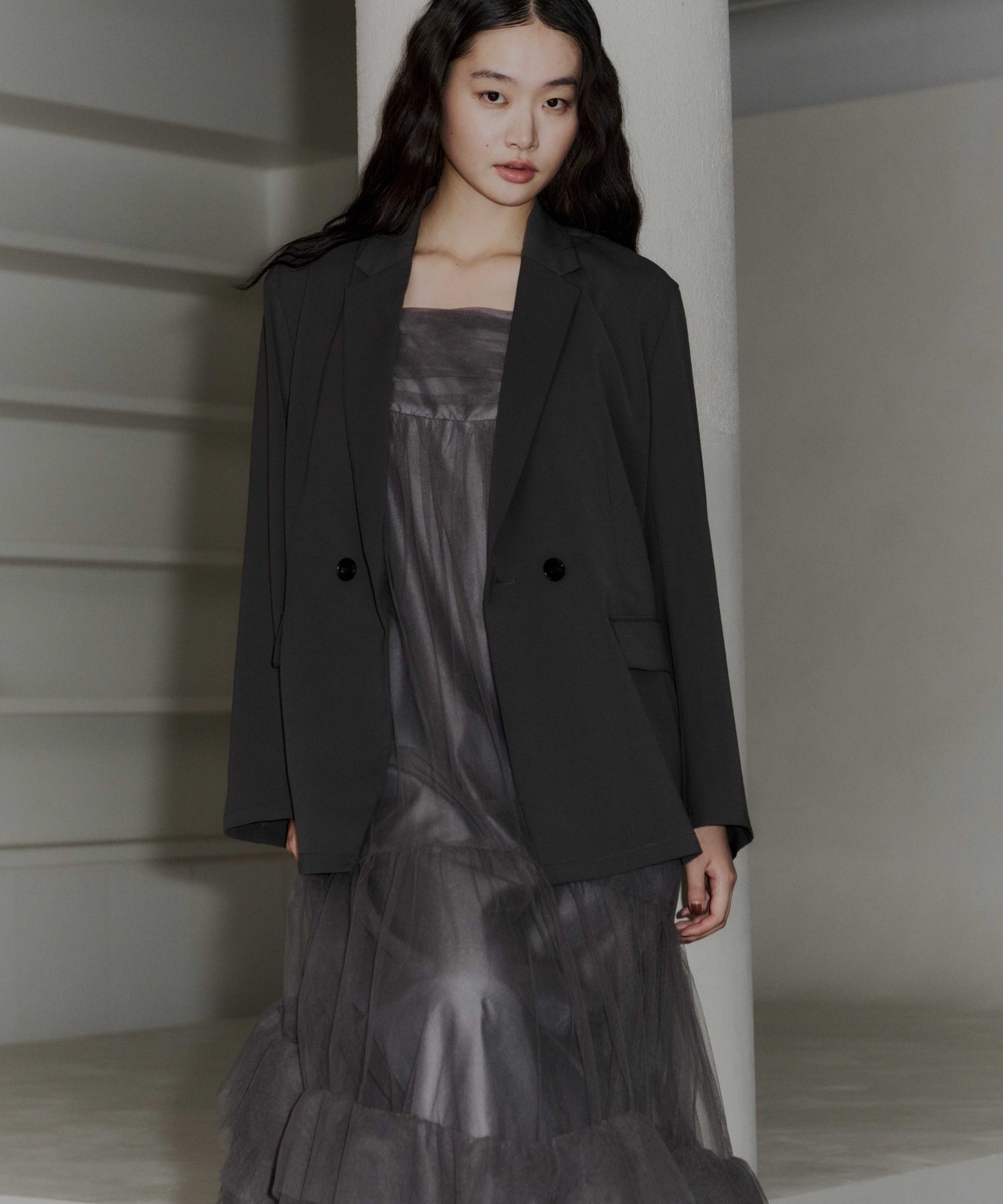 VOLUME TULLE JACKET SET DRESS