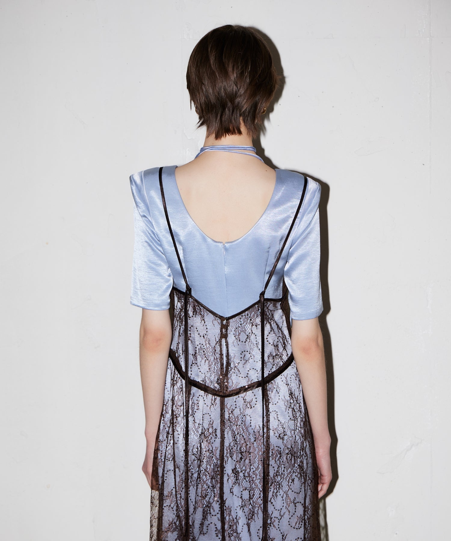 SPARKLE LACE SATIN DRESS