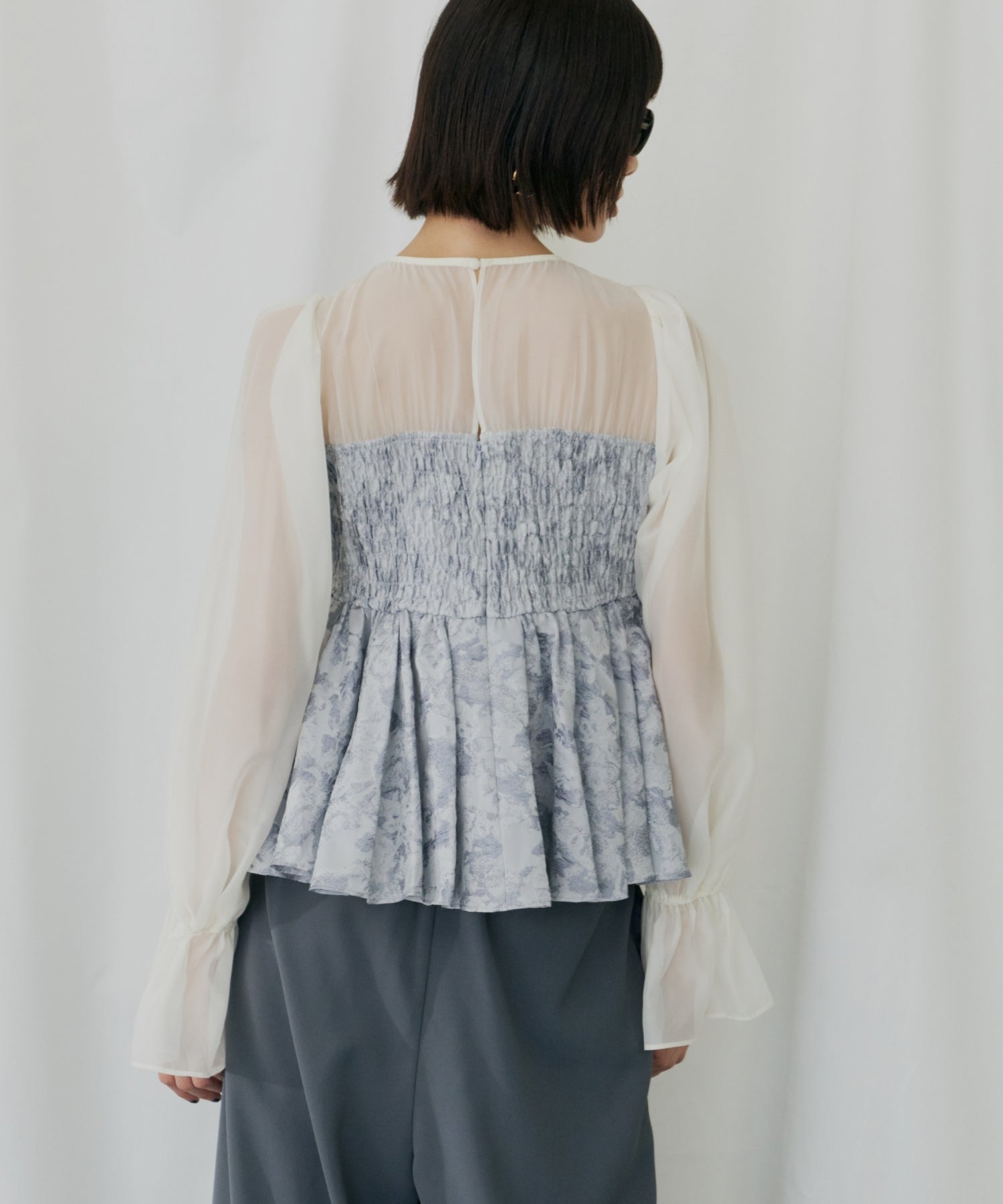 JACQUARD PEPLUM PANTS DRESS