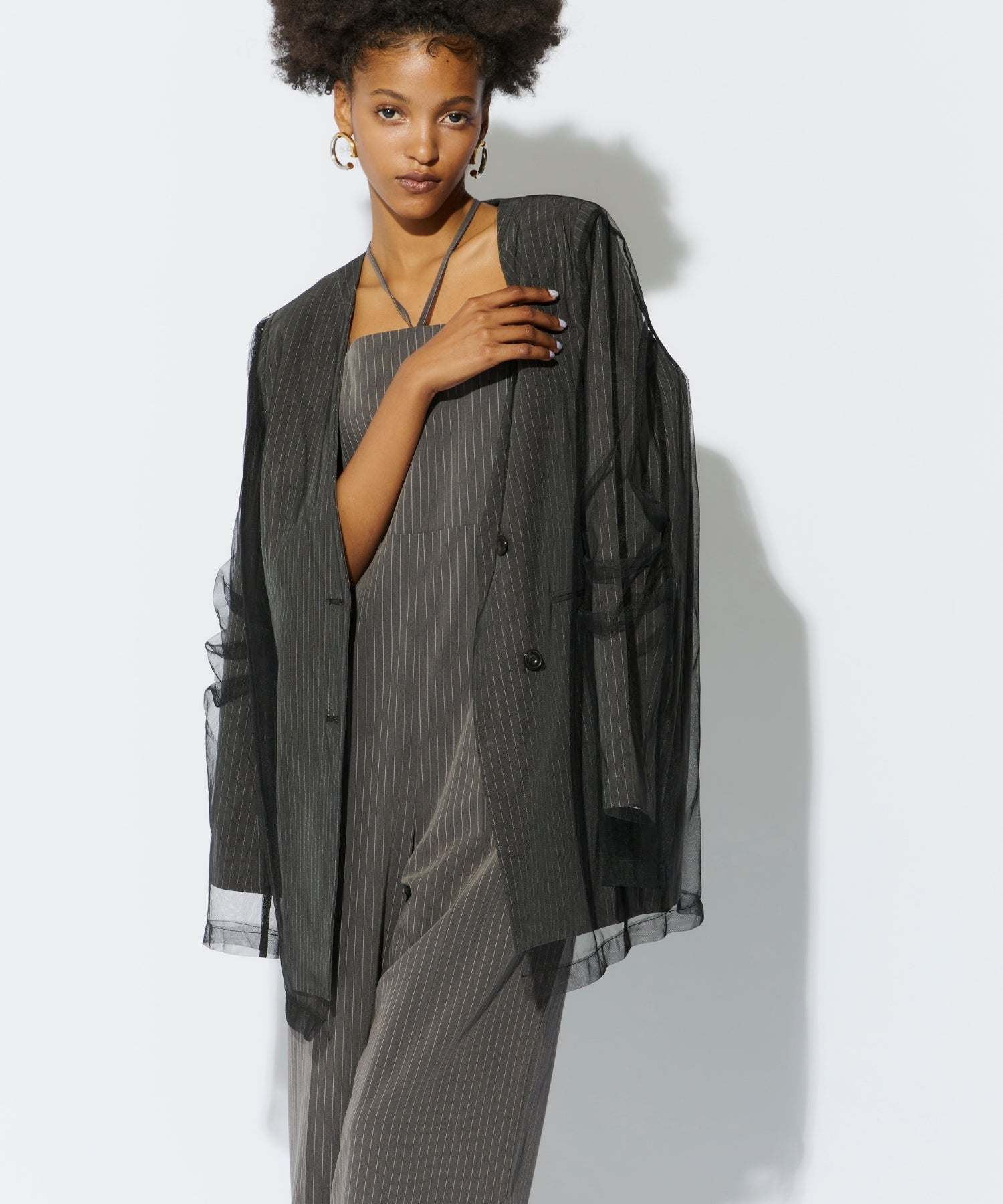 STRIPE LAYERED TULLE JACKET