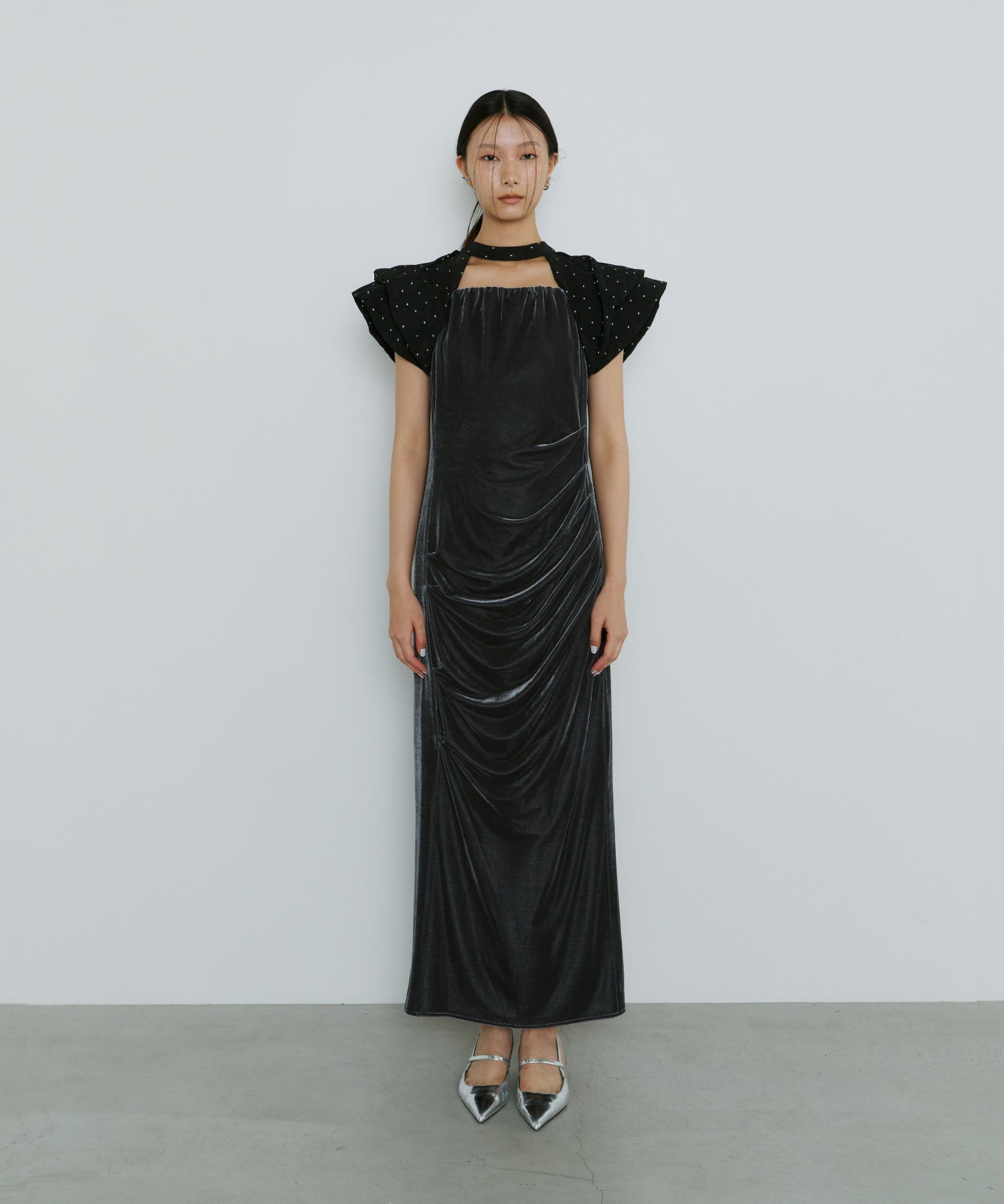 DRAPE VELOUR DRESS