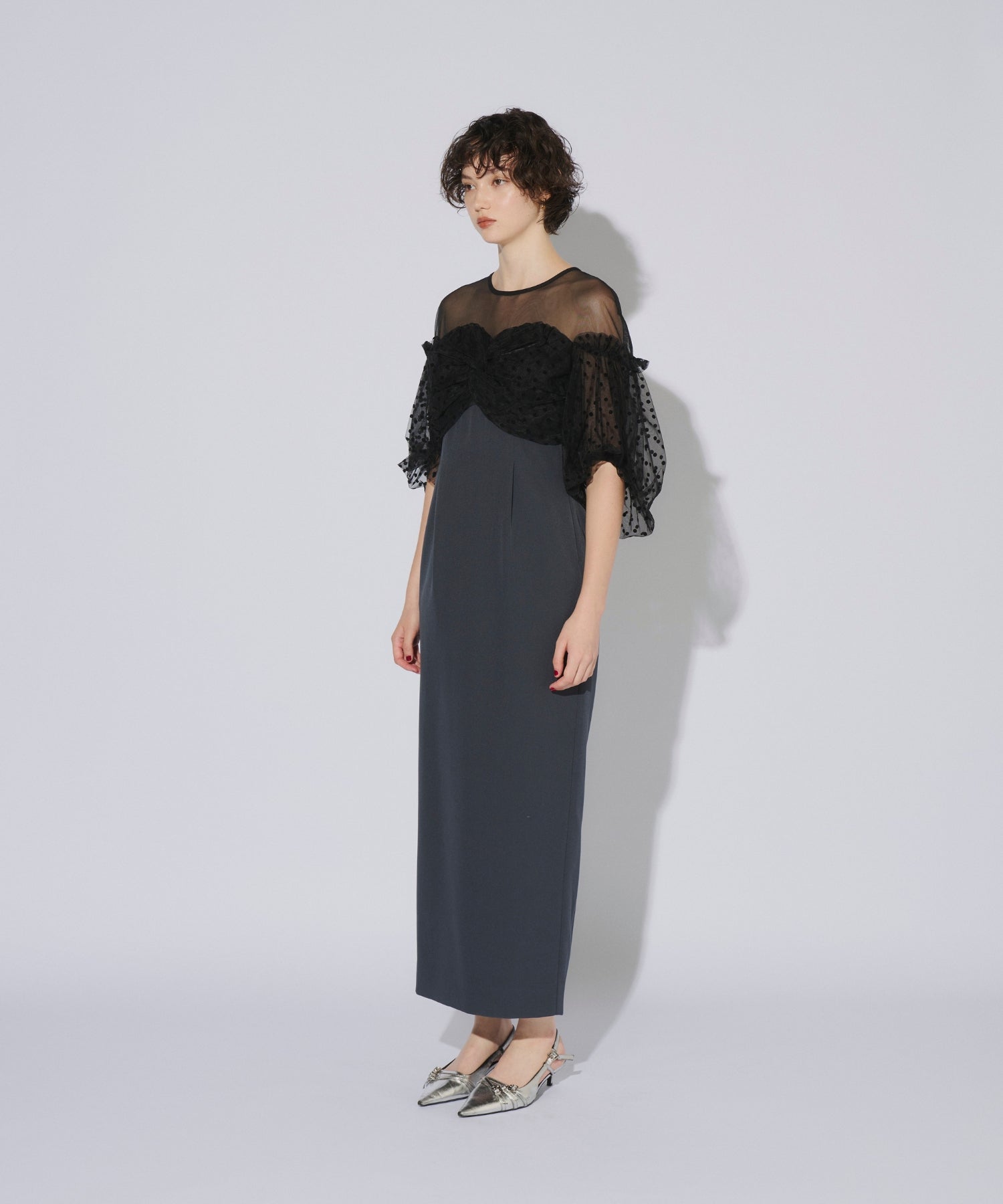 【美品】ANDRESD flockydot one piece ブラックMサイズ FLOCKY DOT ONE PIECE